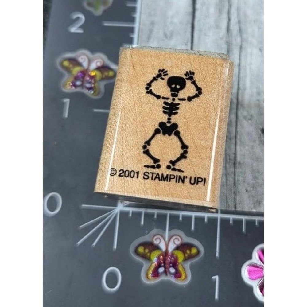 Stampin' Up! Dancing Skeleton Bones 2001 Halloween Rubber Stamp #R70